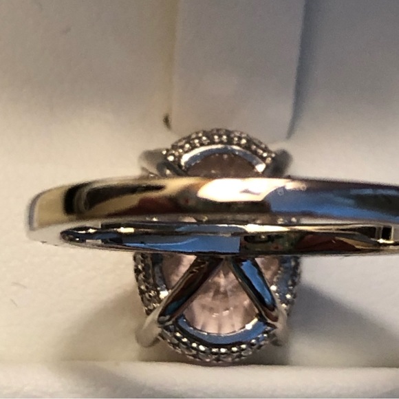 NWOT Sterling Silver Radiant Cut Faux Light Pink Diamond - Picture 4 of 6